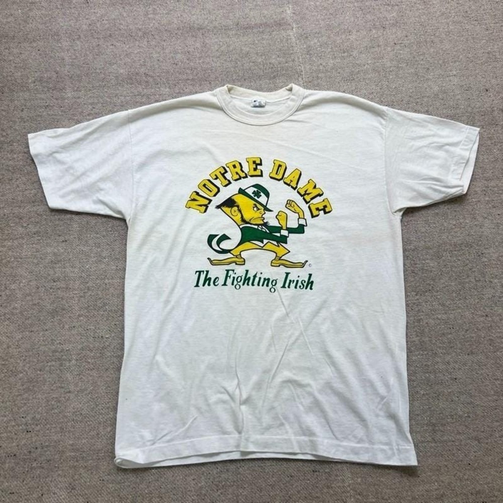 Vintage Notre Dame Fighting Irish Shirt Mens Large White 1980s Champion